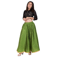 Thumbnail for Asmaani Green Color Golden Zari Work Maxi Skirt
