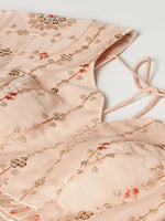 Thumbnail for House of Panchhi Women Peach Pure Georgette Embroidered Lehenga & Blouse, Dupatta - Distacart