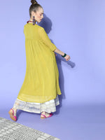 Thumbnail for Janasya Elegant Mustard Woven Design Dobby Weave Kurta - Distacart