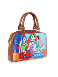 Thumbnail for Sabhyata Village Ladies - Satin Handbag With Detachable Sling 2 - Distacart