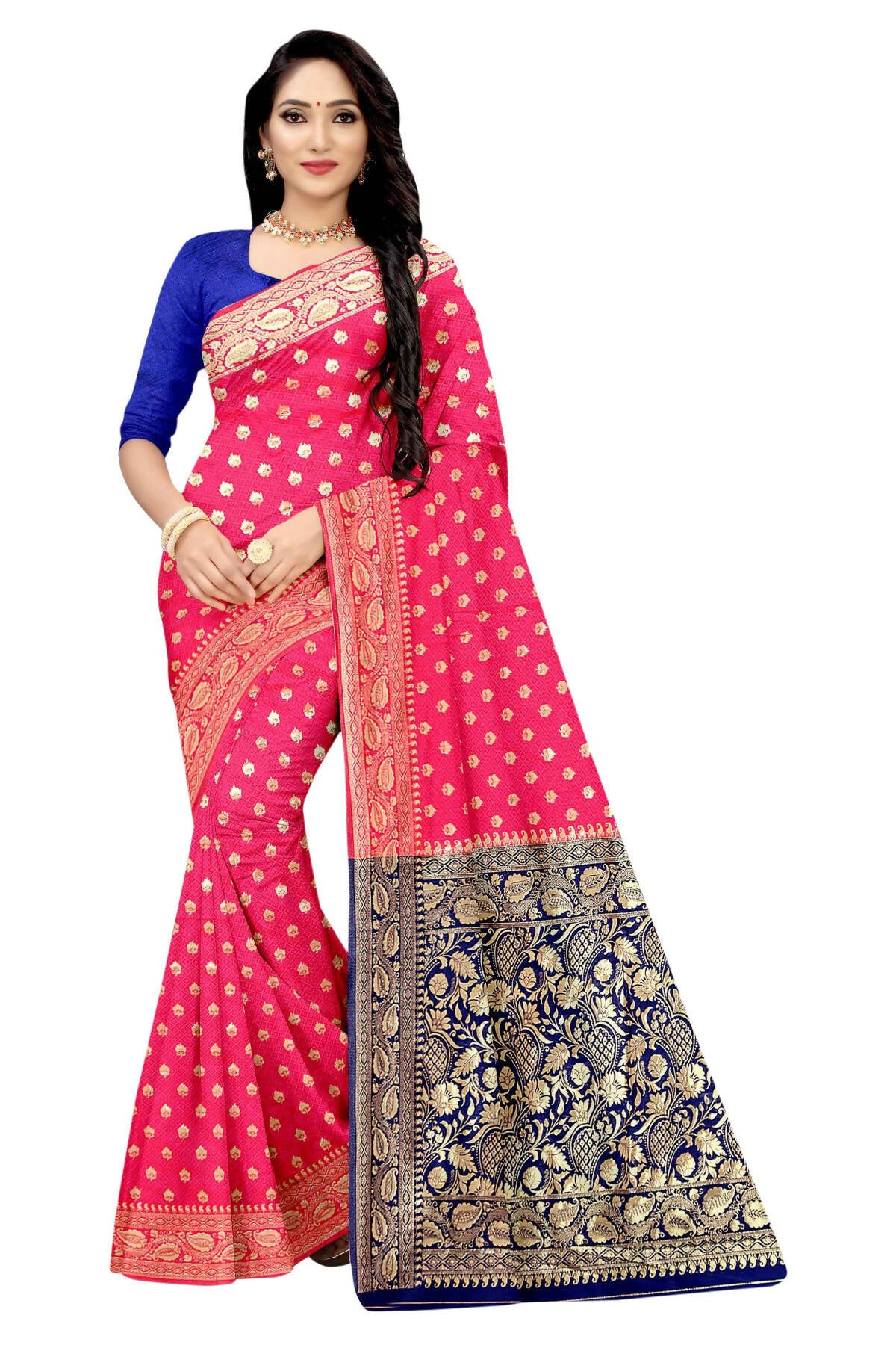 Vamika Pink Weaving Banarasi Jacquard Saree - Distacart