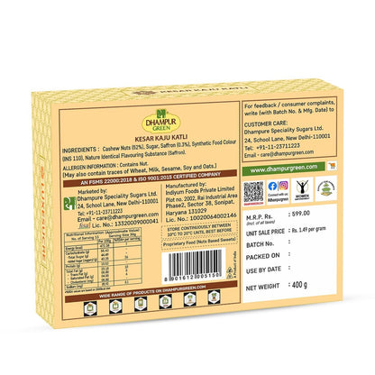 Dhampur Green Kesar Kaju katli - Distacart