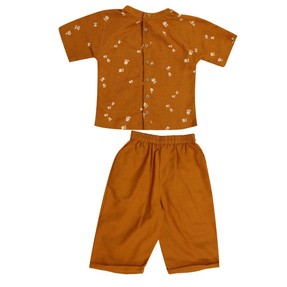 Mhyssa Oscar Half Sleeve Orange and Yellow T-shirt With Full Length Pant Set For Kids - Distacart