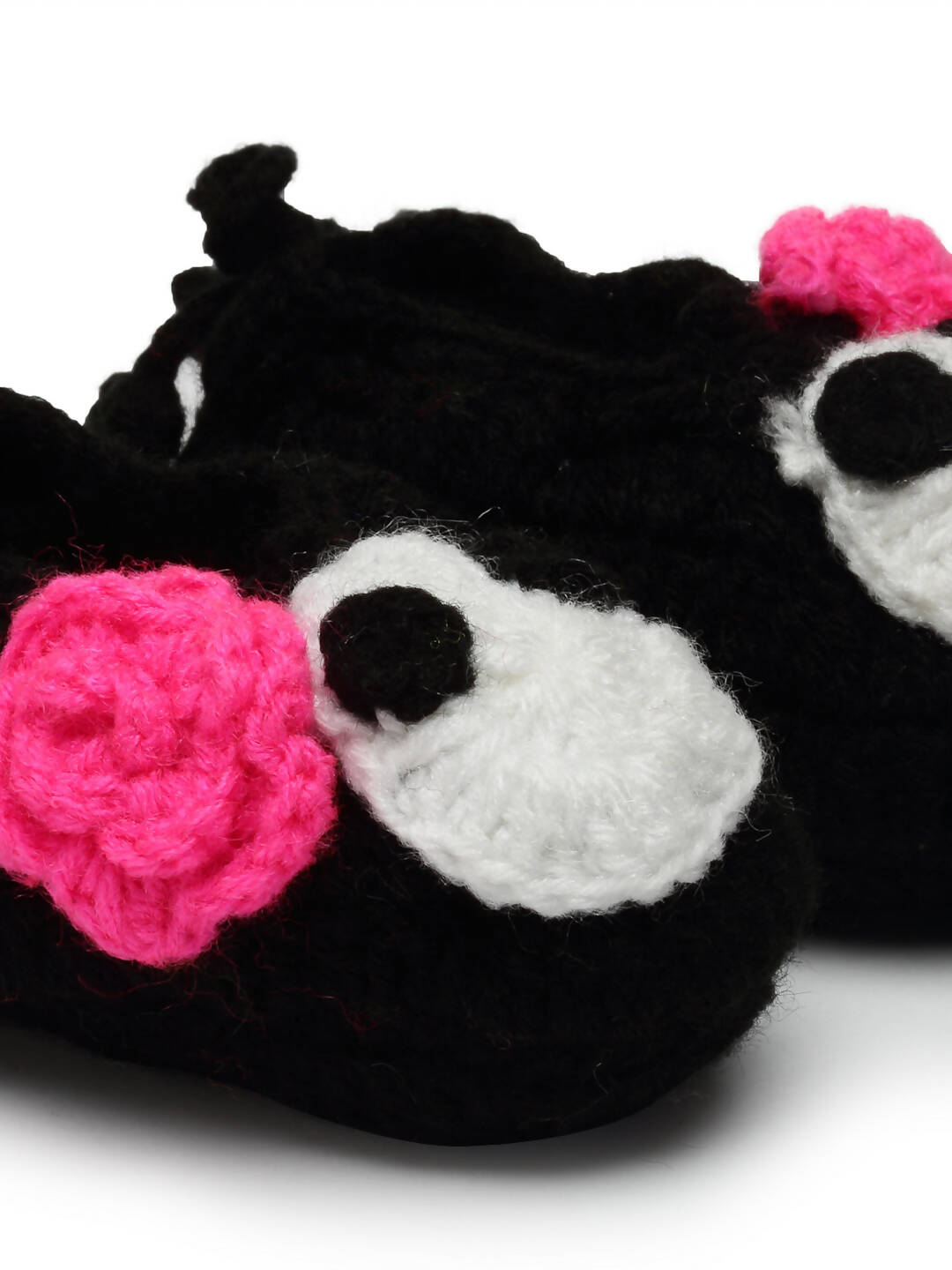 Chutput Kids Woollen Hand Knitted Cartoon Face Detailed Booties - Black - Distacart
