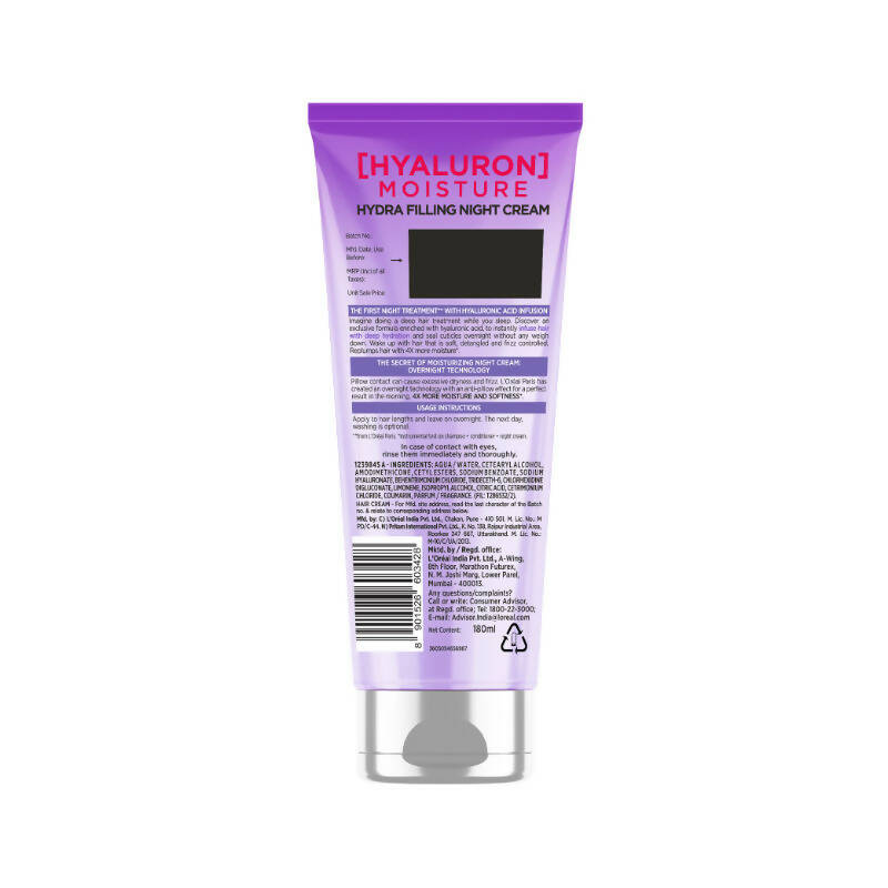L'Oreal Paris Hyaluron Moisture Hydra Filling Night Cream Hair - Distacart