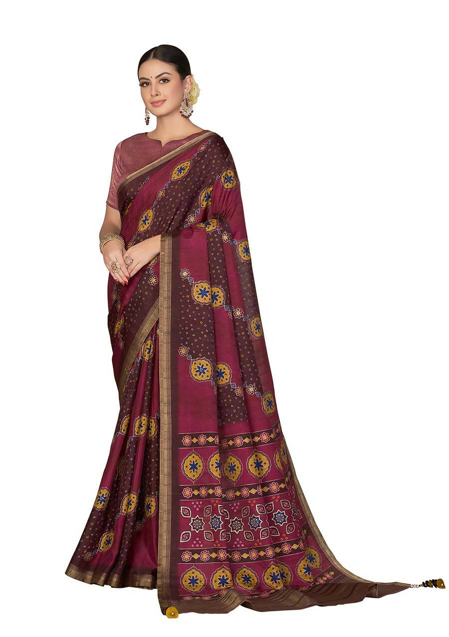 Maroon Rangkat Tussar Silk Woven Design Saree with Unstitched Blouse - Mohmanthan Eshani - Distacart