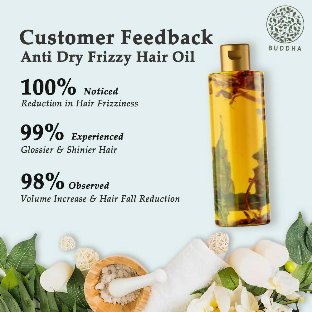 Buddha Natural Anti Dry Frizzy Hair Oil - For Instant Shine, Smoothness & Soft Hair - Distacart