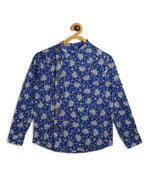 Thumbnail for Manet Boys Full Sleeves Flower Printed Ethnic Shirt - Blue - Distacart