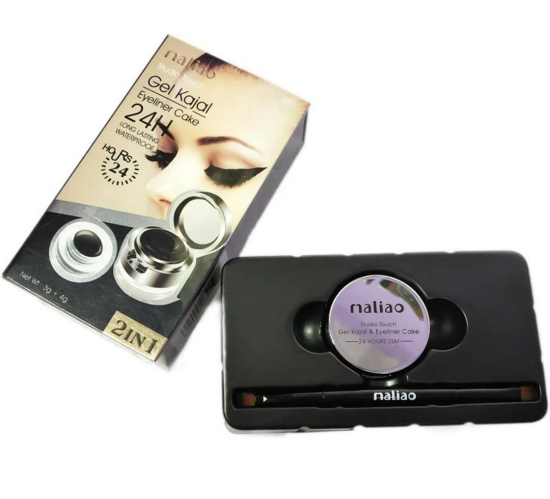 Maliao Professional Studio Touch 24H Long-Lasting Waterproof 2In1 Gel Kajal & Eyeliner Cake - Distacart
