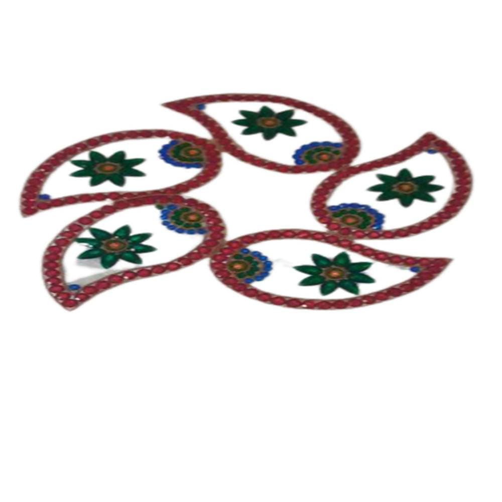 Kundan HandiKrafts Handcrafted Red & Green Colour Kundan Rangoli - Distacart