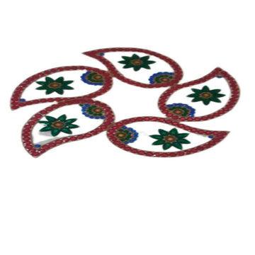 Kundan HandiKrafts Handcrafted Red & Green Colour Kundan Rangoli - Distacart