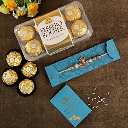 Holy Ganesha Rakhi & 16 Pcs Ferrero Rocher