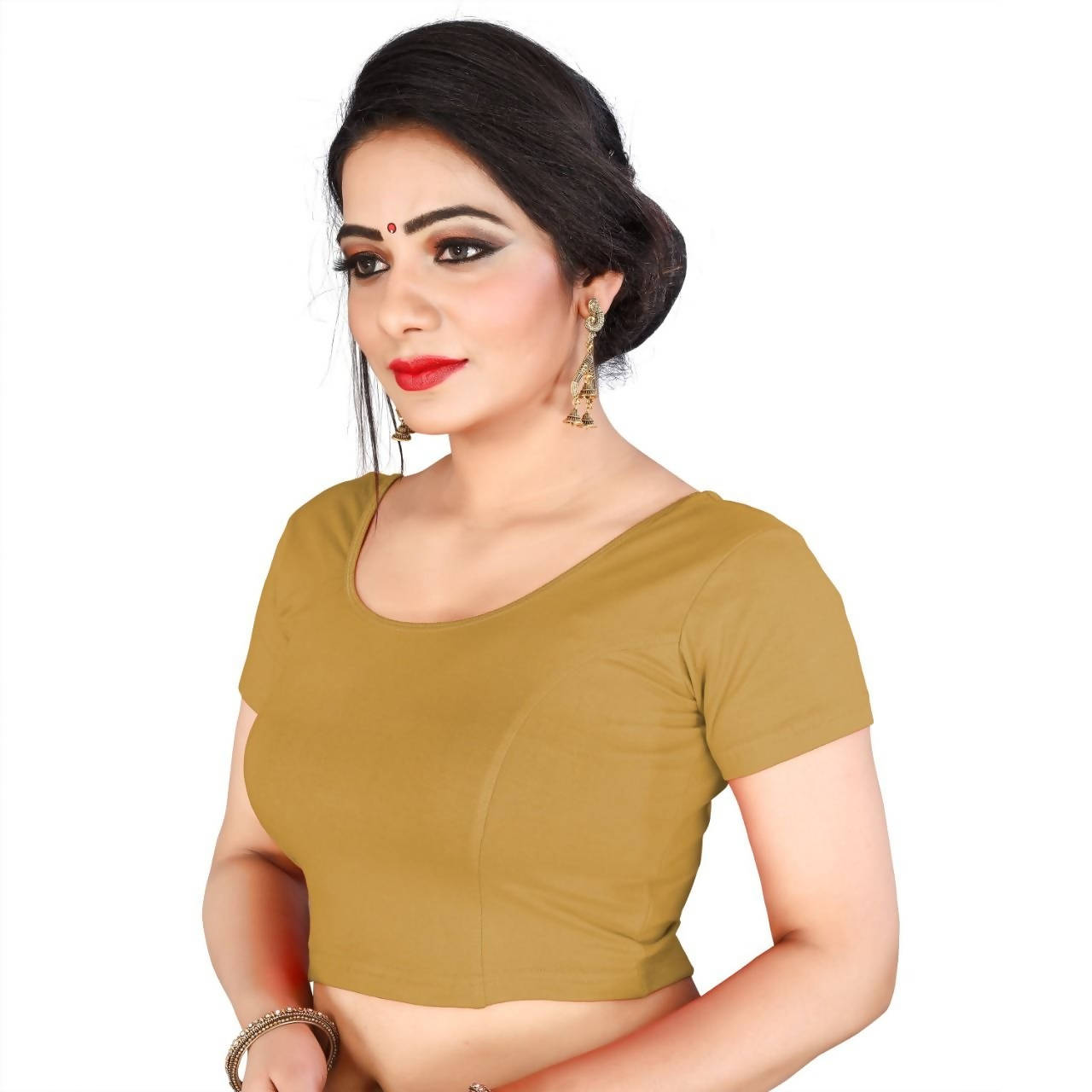 Vamika Beautiful Mustard Lycra Plain Blouse - Distacart