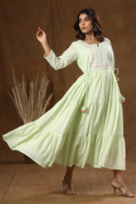 Thumbnail for Kaajh Women's Green Mirror Embellishment Anarkali Kurta - Distacart