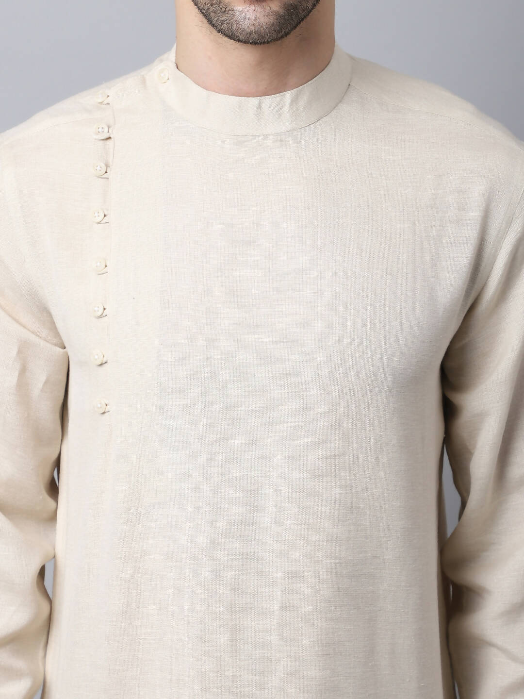 Even Apparels Cream Pure Cotton Kurta With Side Placket - Distacart