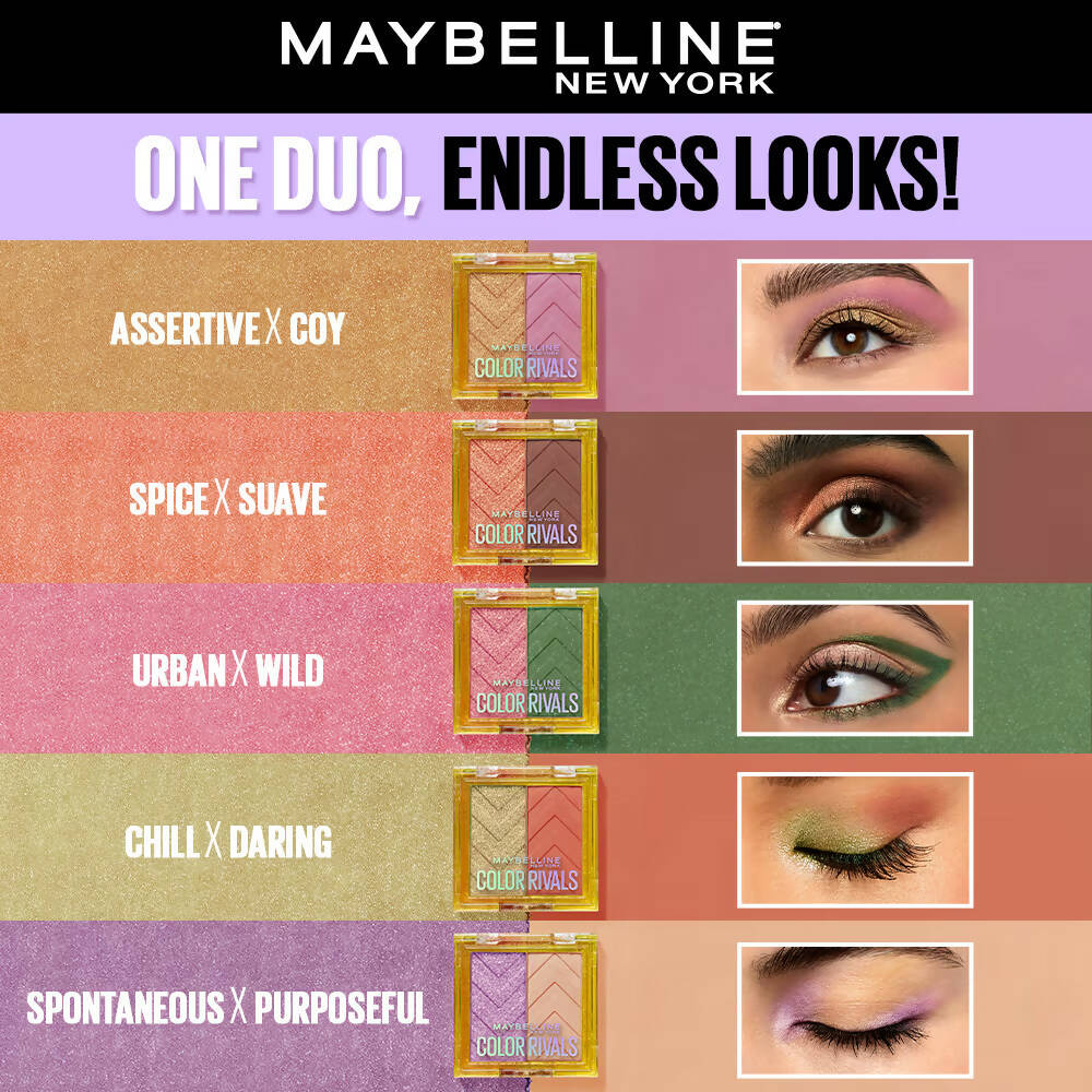 Maybelline New York Color Rivals Longwear Eyeshadow Duo - Assertive X Coy - Distacart