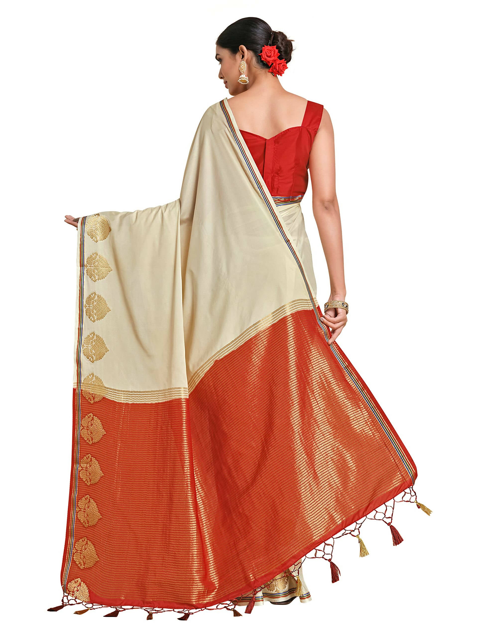 Mimosa Women's Beige Pure Crepe Saree - Distacart
