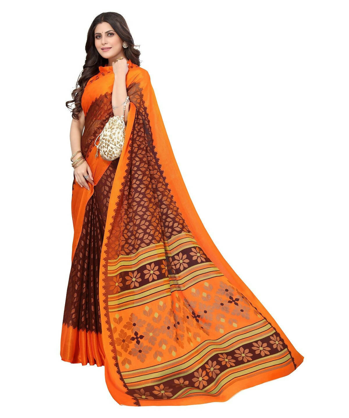 Vamika Maroon Chiffon Brasso Bollywood Style Woven Saree (ALIZA MAROON) - Distacart