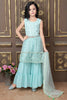 Kids Wedding Designer Sky Pure Finest Soft Net Sharara Suit - Aaradhna - Distacart