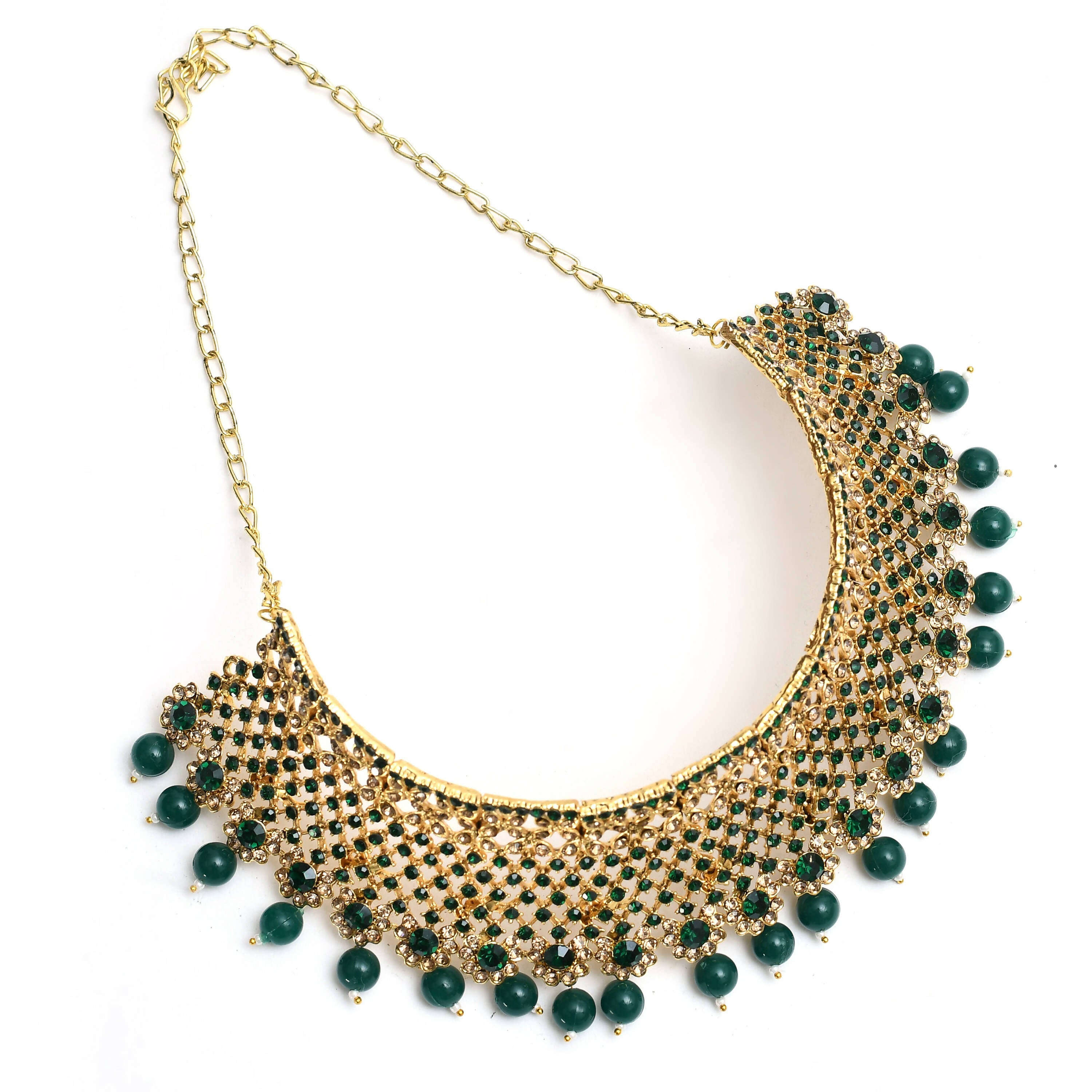 Mominos Fashion Johar Kamal Traditional Rajwadi Design Heavy Golden/Green Color Necklace Set - Distacart
