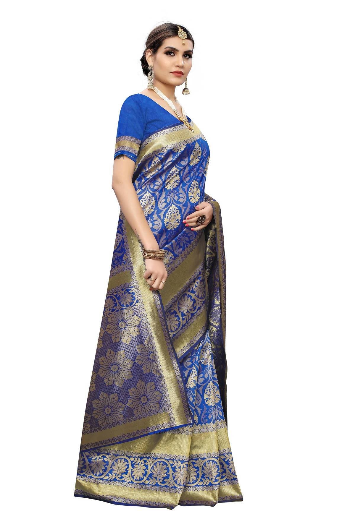 Vamika Banarasi Jaquard Blue Weaving Saree