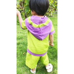 Thumbnail for Mhyssa Croco Half sleeves Green and Purple Hoodie with Shorts Set For Kids - Distacart