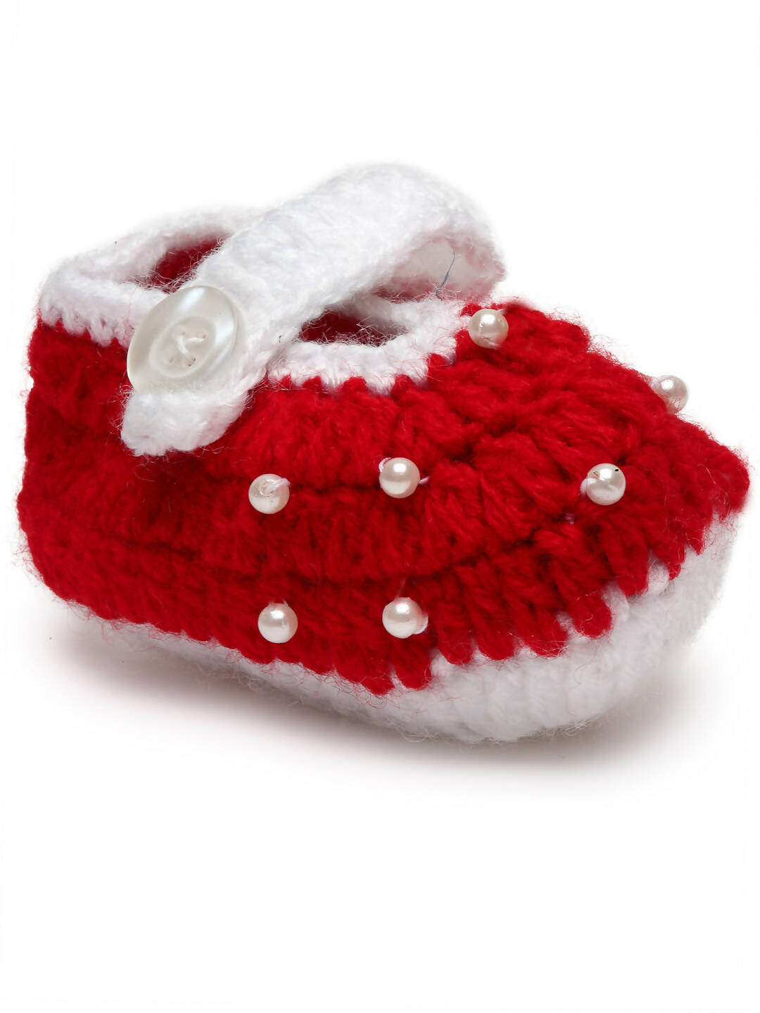 Chutput Kids Woollen Hand Knitted Self Desgin Detailed Booties - Red - Distacart