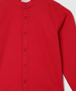 Thumbnail for Manet Boys Mandarin Collar Full Sleeves Melange Shirt - Red - Distacart