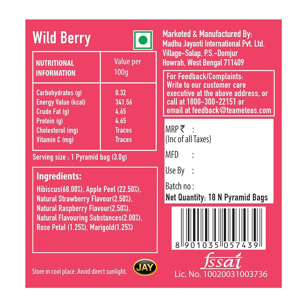 TE-A-ME Cool Wild Berry Iced Infusion Tea Bags - Distacart