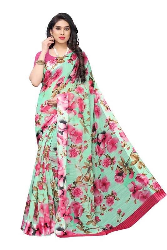 Vamika Green Linen Satin Border Saree (SONAKSHI 12 GREEN)