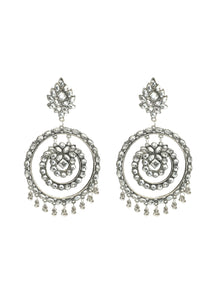 Thumbnail for Mominos Fashion Johar Kamal Women's White Kundan Circles Earrings - Distacart