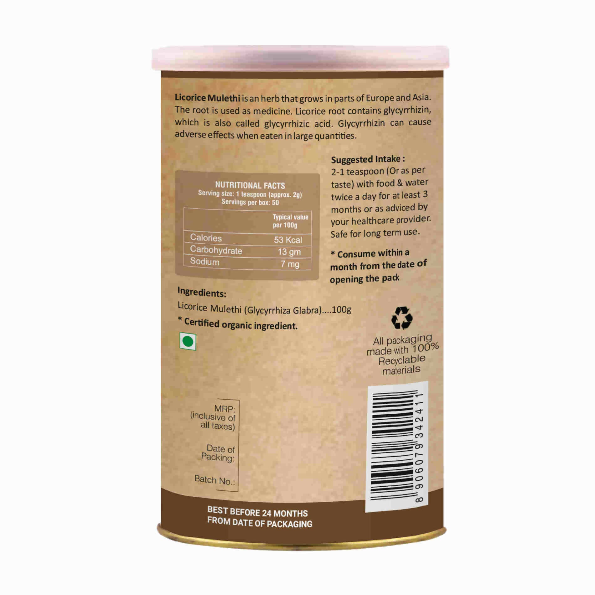Organic Wellness Licorice Mulethi Powder - Distacart