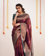 Thumbnail for DEIANA'S Beautiful Golden Jari with New Design Soft Lichi Silk Saree - Brown - Distacart