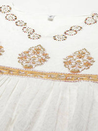Thumbnail for Yufta White Ethnic Printed Flared Dress