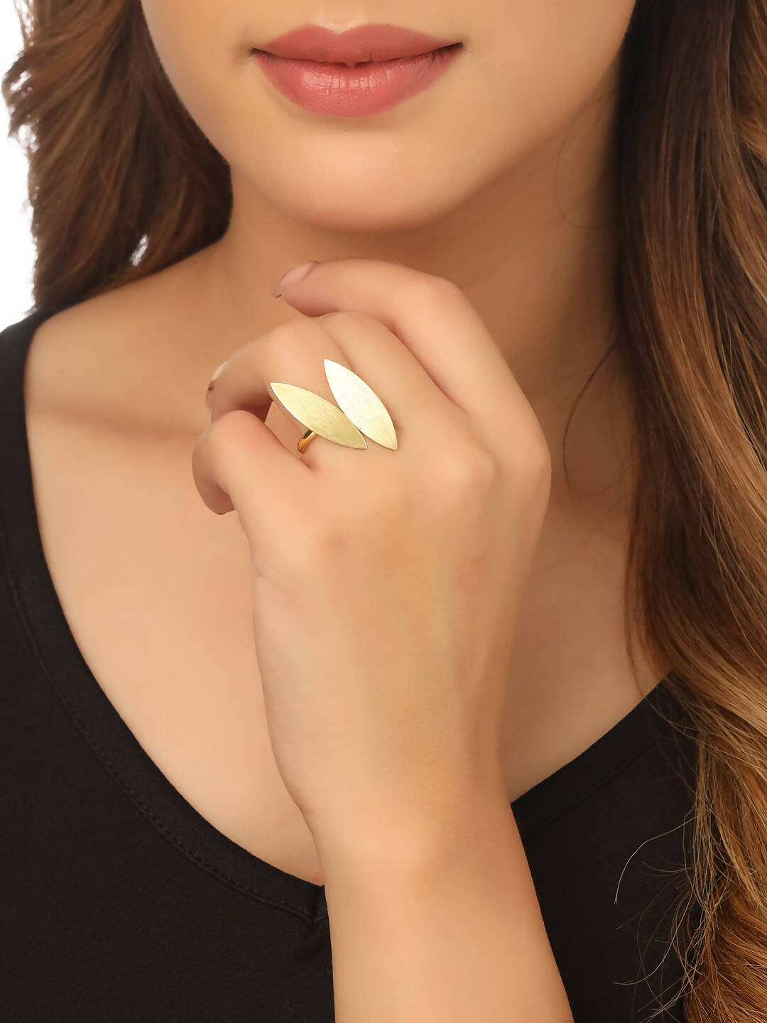 NVR Women's Western Gold Plated Ajustable Finger Ring - Distacart