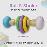 Thumbnail for Matoyi Classic Wooden Dumbbell Rattle For Babies - Distacart