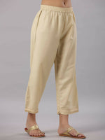 Thumbnail for Juniper Women Gold Modal Chanderi Embroidered Kurta, Pants and Dupatta Set - Distacart