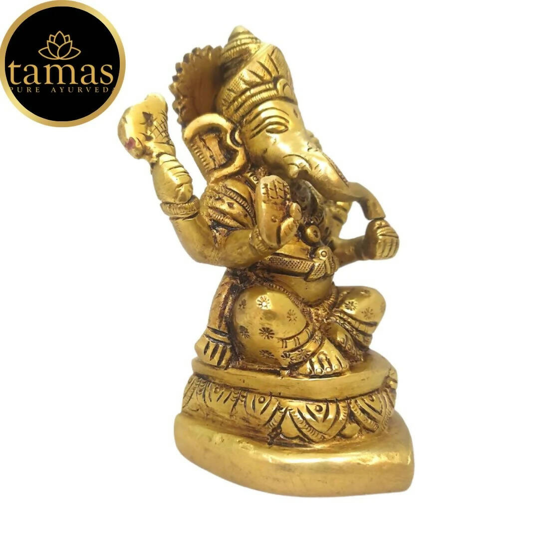 Tamas Brass Handmade Ganesh Statue for Good Luck, Success and Prosperity (Golden) - Distacart