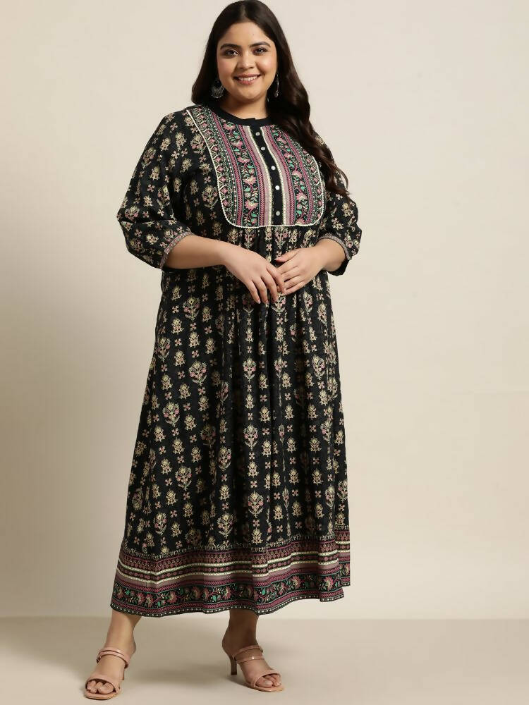 Juniper Women`s Dark Blue Rayon Fusion Wear Printed A-line Dress - Distacart