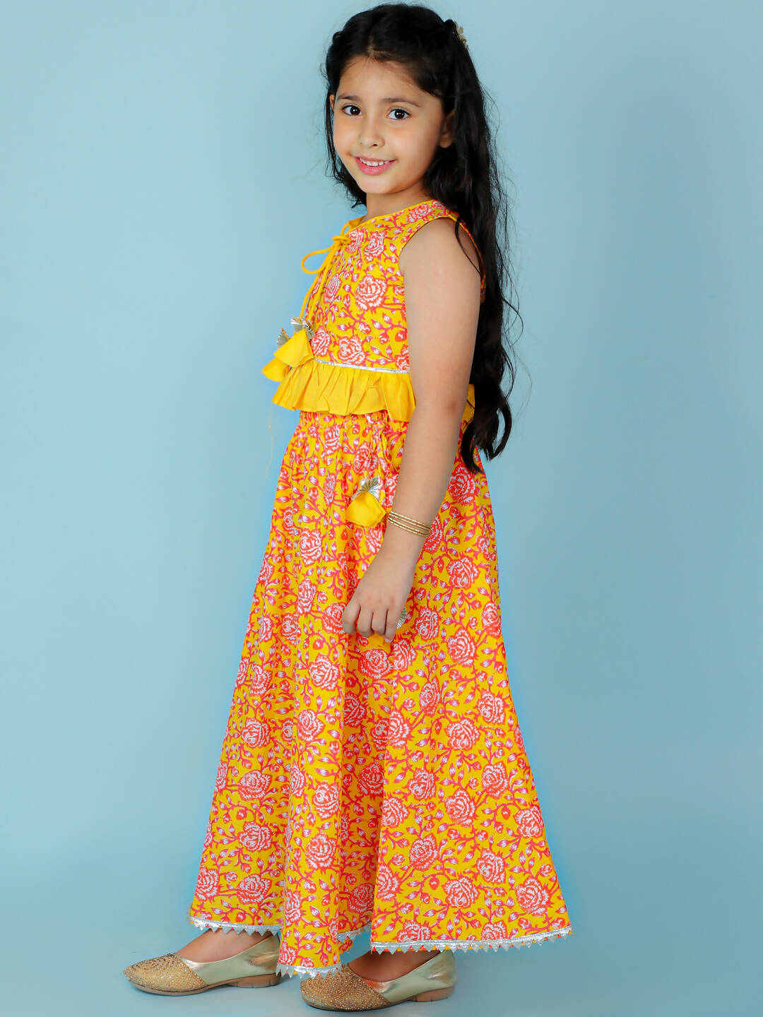 Lil Drama Girls Ghaghra Choli Set - Orange - Distacart