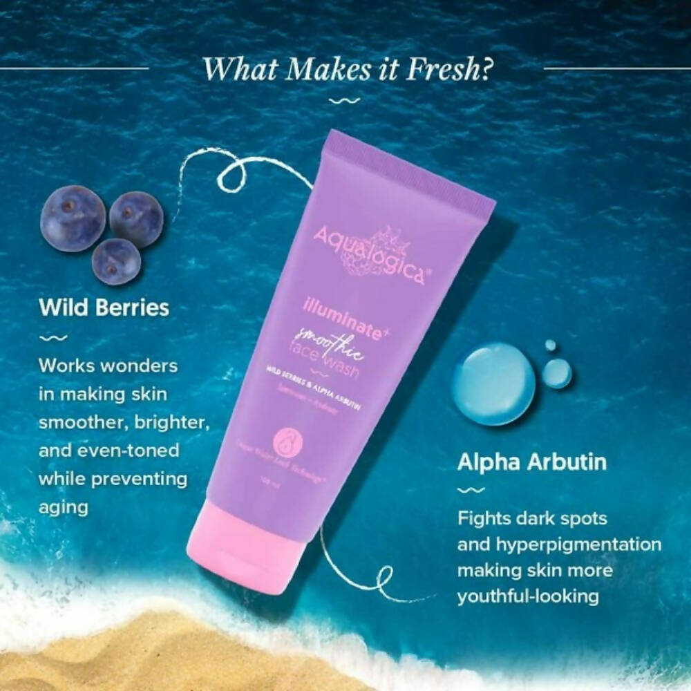 Aqualogica Illuminate+ Smoothie Face Wash With Wild Berries & Alpha Arbutin - Distacart