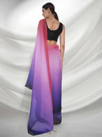 Thumbnail for Purple Organza Solid Saree With Unstitched Blouse Piece - Shanaya - Distacart