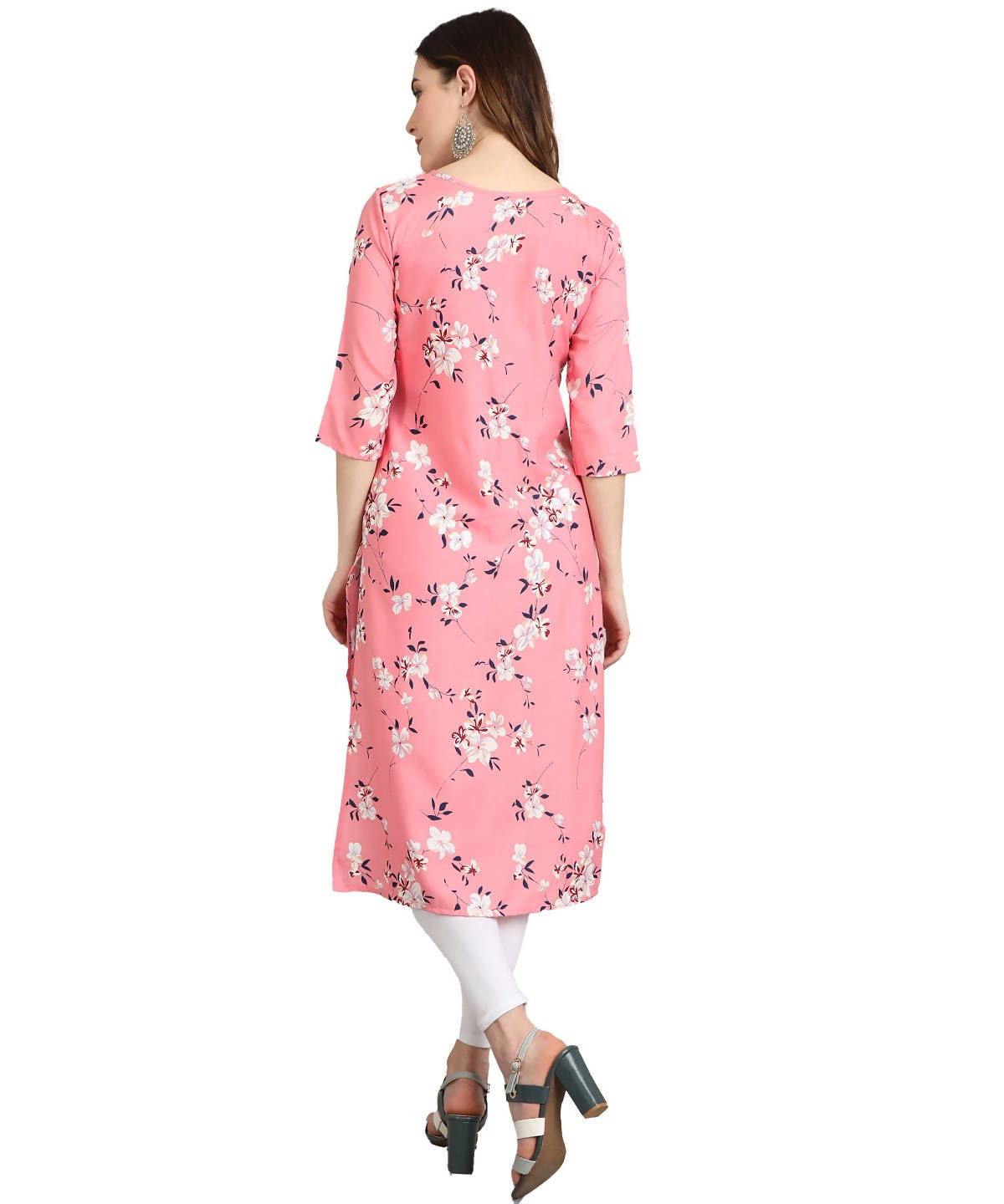 Vamika Pink French Crepe Printed Party Wear/Casual Wear Kurti - Distacart