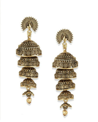 Mominos Fashion Peacock design Golden colour Earrings - Distacart