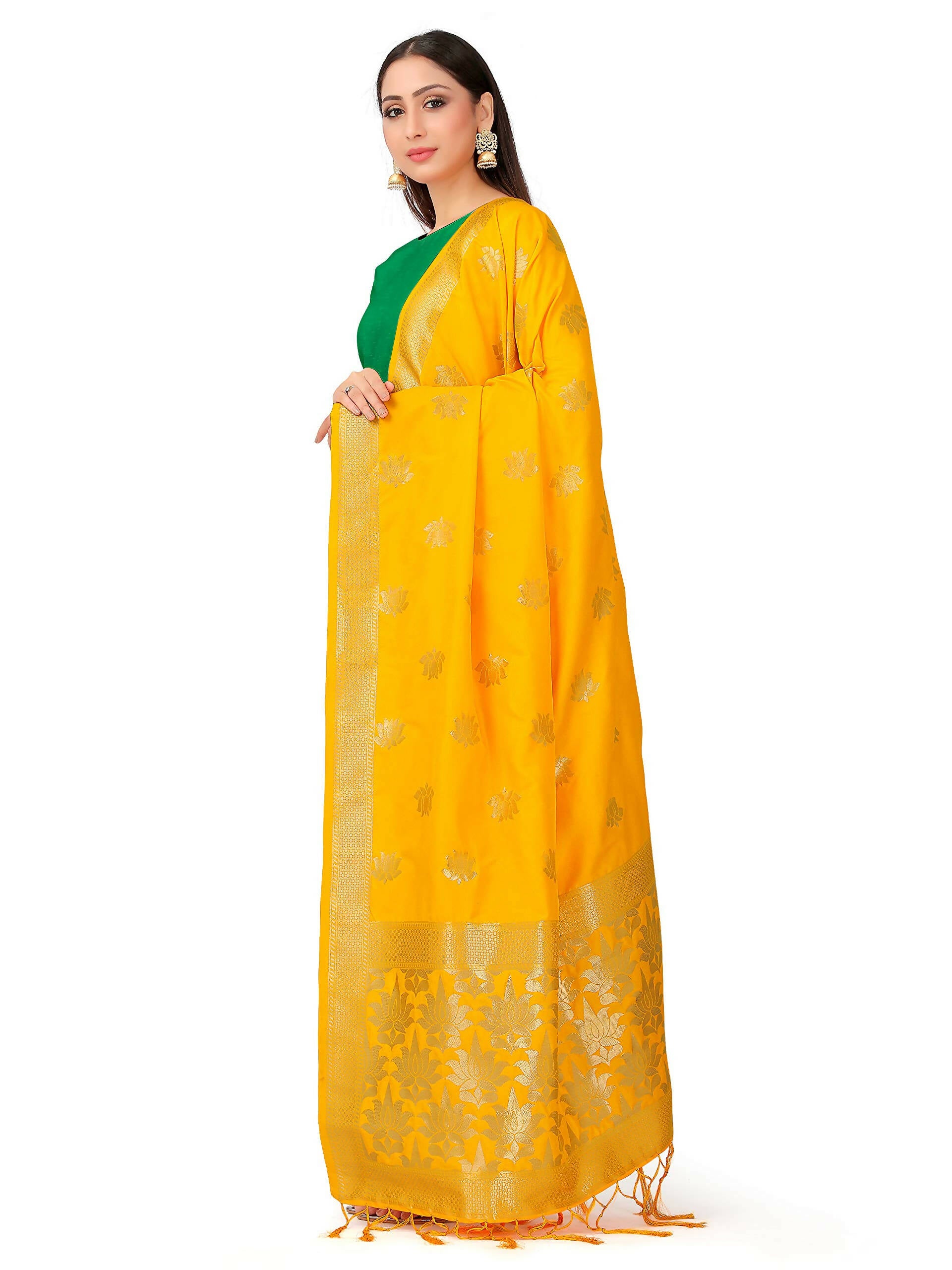 Mimosa Women's Gold Banarasi Art Silk Dupatta - Distacart