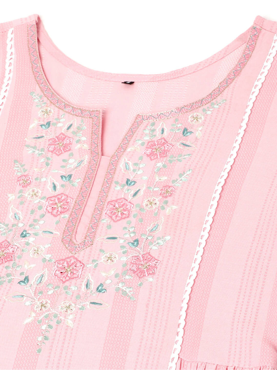 Pink Viscose Rayon Yoke Embroidered A-line Top - Tarini - Distacart