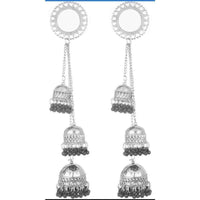 Thumbnail for Stylish Kashmiri Hanging Three Jhumkas And Mirror Earrings
