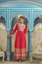 Thumbnail for Juniper Women's Red Cotton Cambric Festive Wear Solid Gotta Work Dress - Distacart