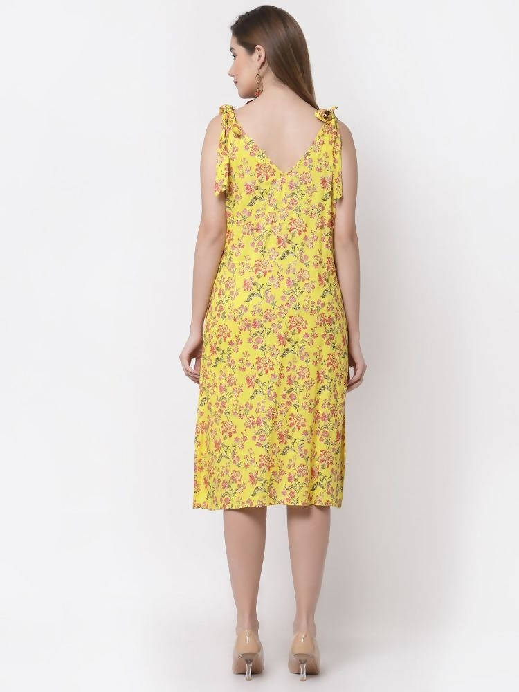 Myshka Yellow Color Cotton Printed Dress