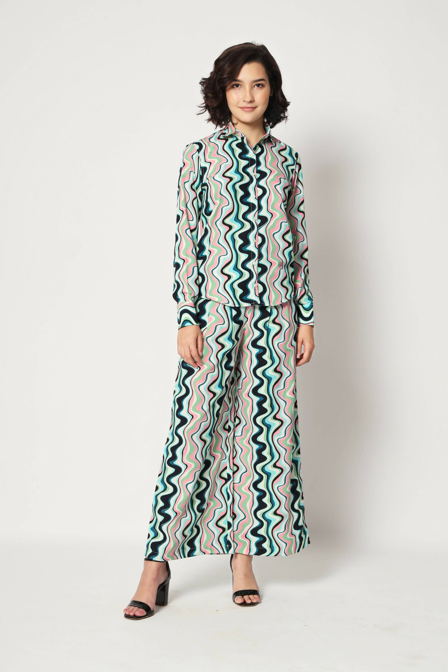 Light Blue Crepe Digital Printed Top With Matching Trouser - Shivani - Distacart